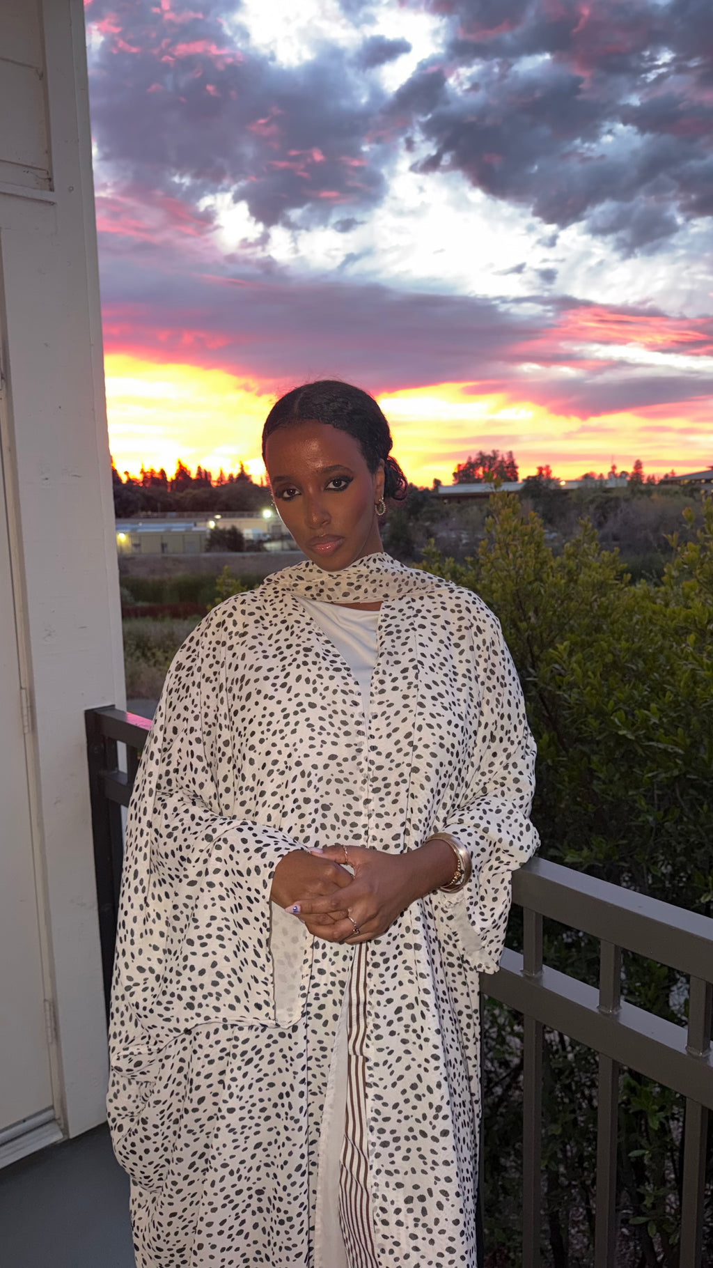 Three piece Polka dot abaya